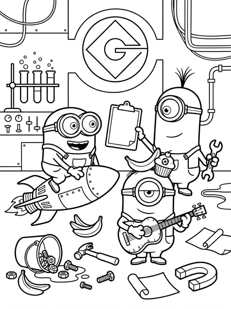 Minions Kleurplaten (Gratis PDF Printables) 23 - gratis kleurplaat om te printen