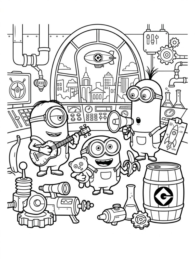 Minions Kleurplaten (Gratis PDF Printables) 33 - gratis kleurplaat om te printen