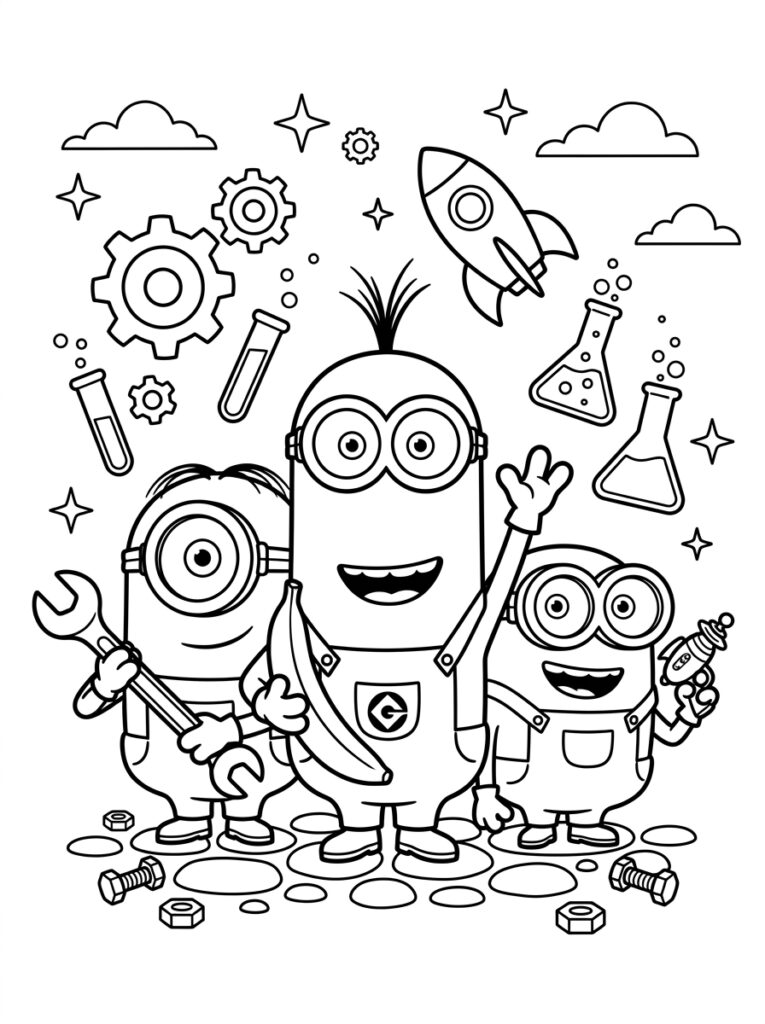 Minions Kleurplaten (Gratis PDF Printables) 35 - gratis kleurplaat om te printen