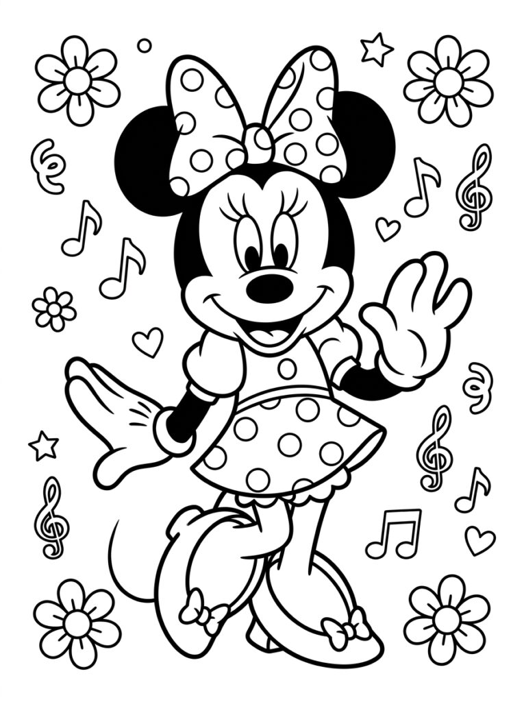Minnie Mouse Kleurplaten (Gratis PDF Printables) 01 - gratis kleurplaat om te printen