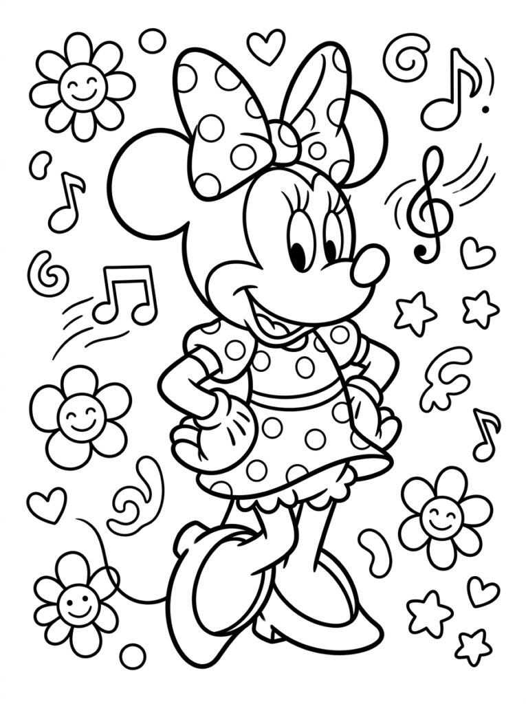 Minnie Mouse Kleurplaten (Gratis PDF Printables) 02 - gratis kleurplaat om te printen