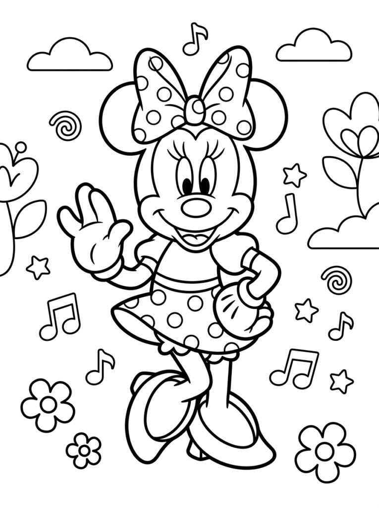 Minnie Mouse Kleurplaten (Gratis PDF Printables) 03 - gratis kleurplaat om te printen