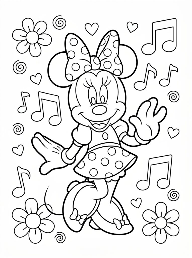 Minnie Mouse Kleurplaten (Gratis PDF Printables) 04 - gratis kleurplaat om te printen