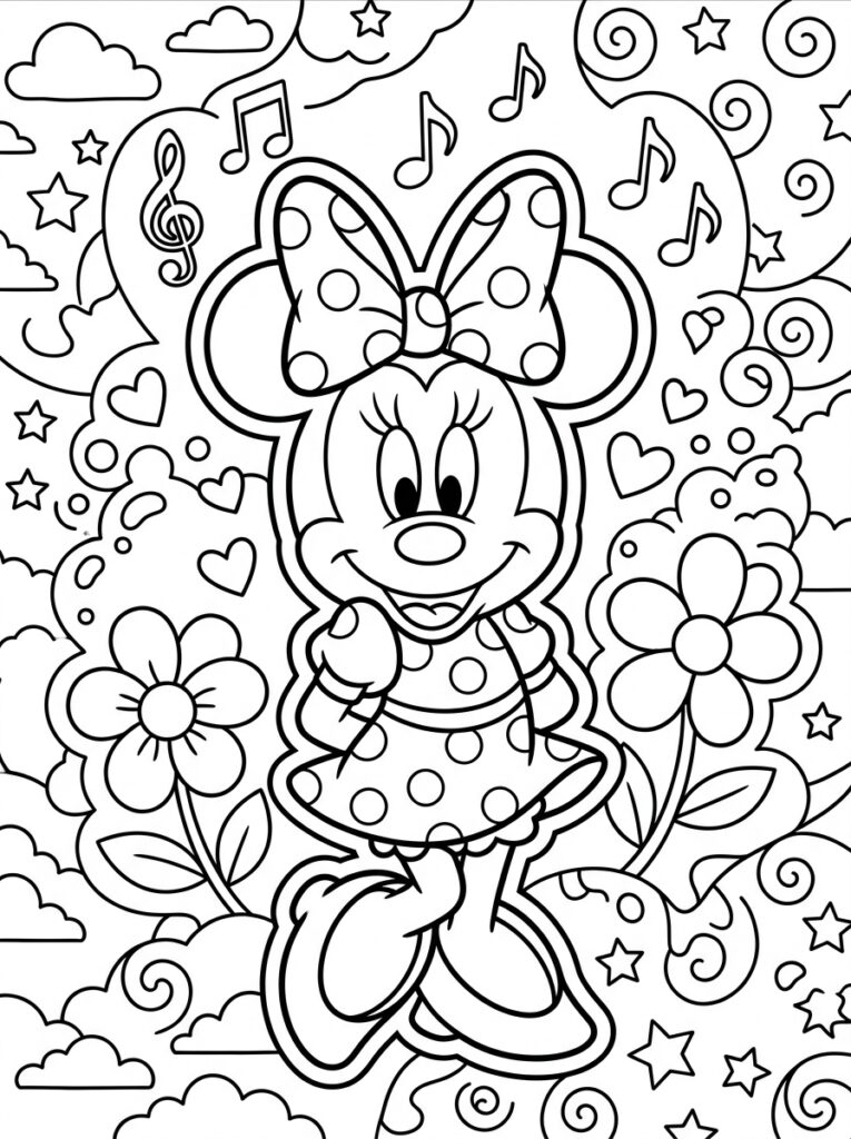 Minnie Mouse Kleurplaten (Gratis PDF Printables) 05 - gratis kleurplaat om te printen