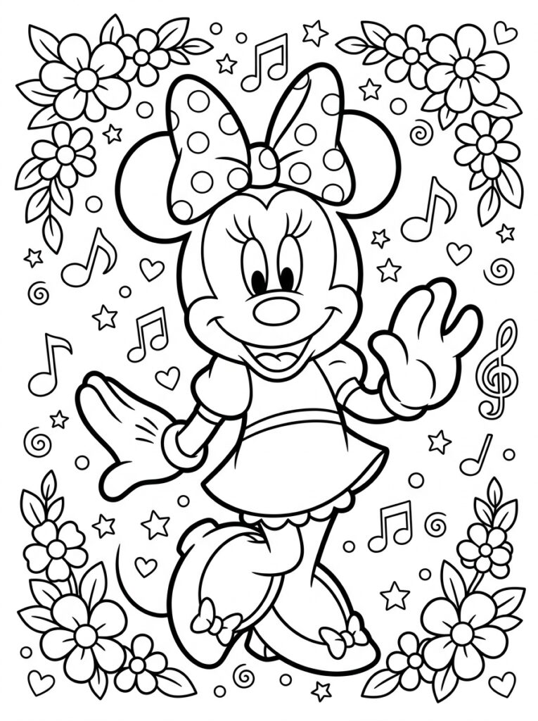 Minnie Mouse Kleurplaten (Gratis PDF Printables) 06 - gratis kleurplaat om te printen
