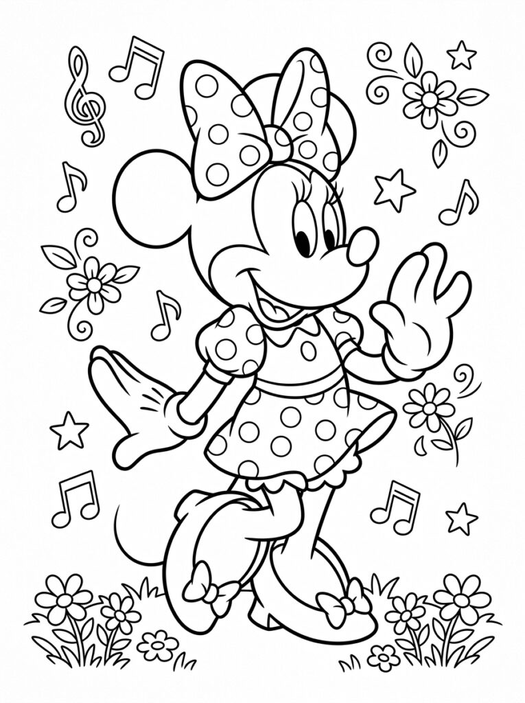 Minnie Mouse Kleurplaten (Gratis PDF Printables) 08 - gratis kleurplaat om te printen