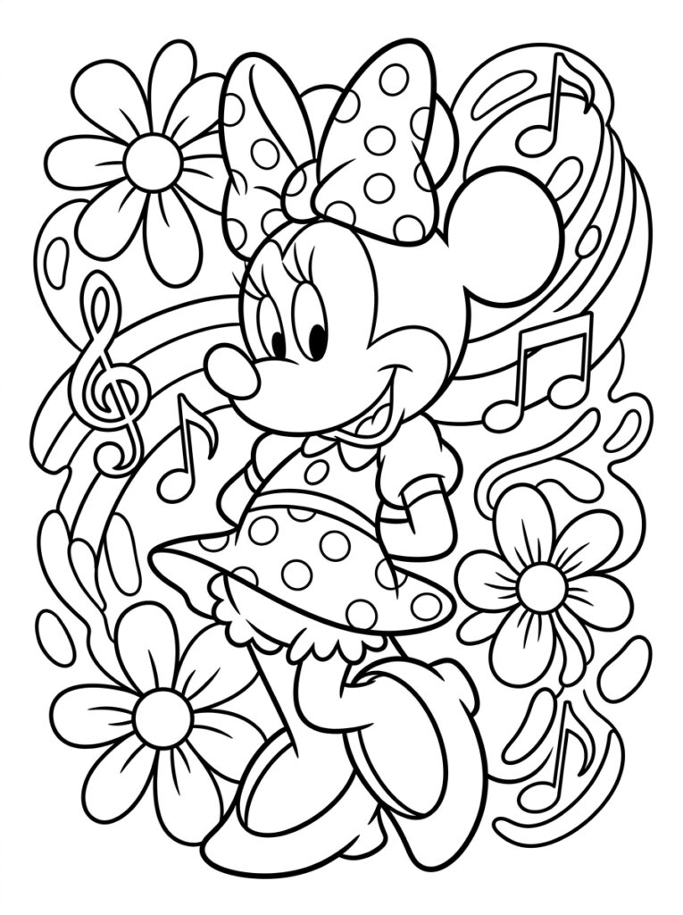 Minnie Mouse Kleurplaten (Gratis PDF Printables) 09 - gratis kleurplaat om te printen