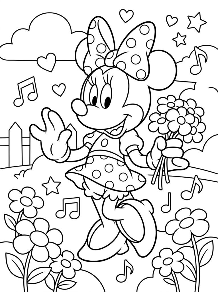 Minnie Mouse Kleurplaten (Gratis PDF Printables) 11 - gratis kleurplaat om te printen