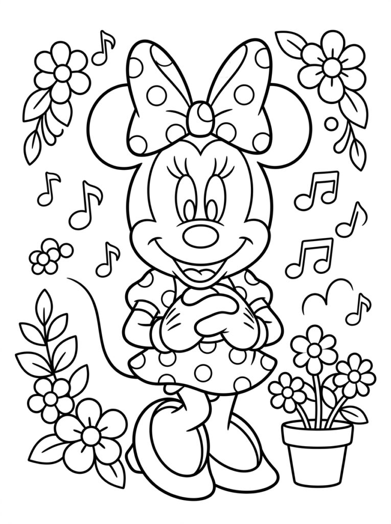 Minnie Mouse Kleurplaten (Gratis PDF Printables) 12 - gratis kleurplaat om te printen