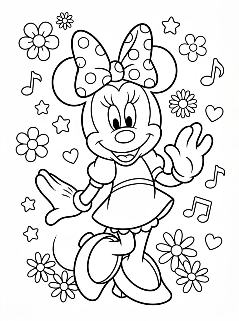 Minnie Mouse Kleurplaten (Gratis PDF Printables) 13 - gratis kleurplaat om te printen