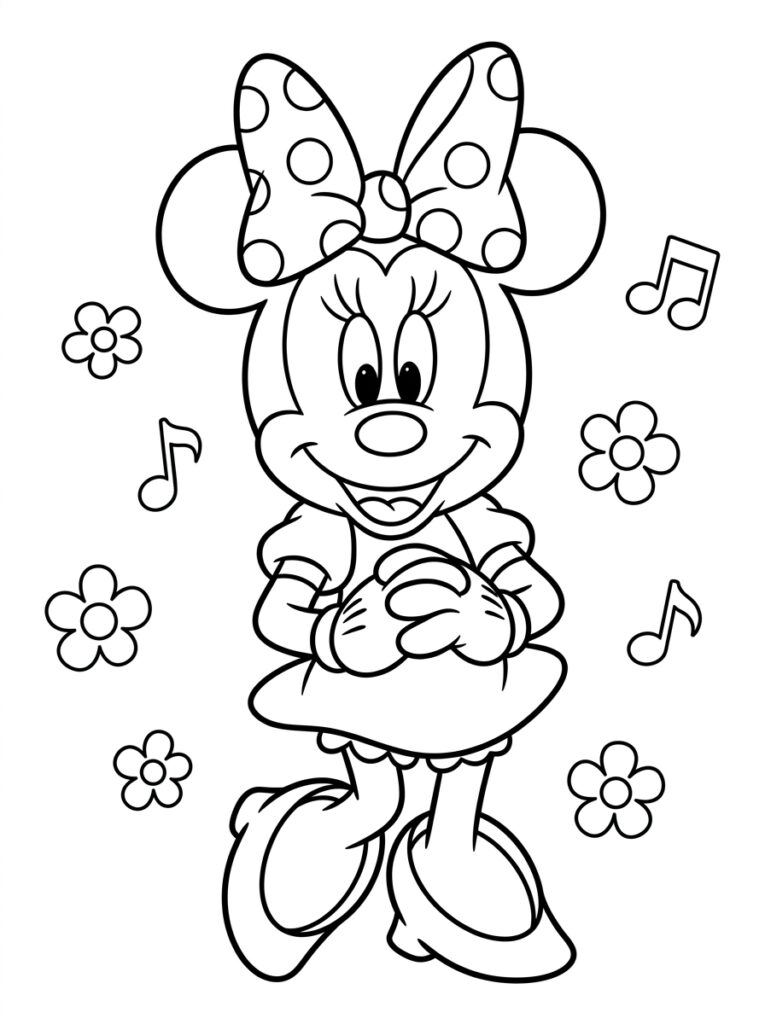 Minnie Mouse Kleurplaten (Gratis PDF Printables) 14 - gratis kleurplaat om te printen
