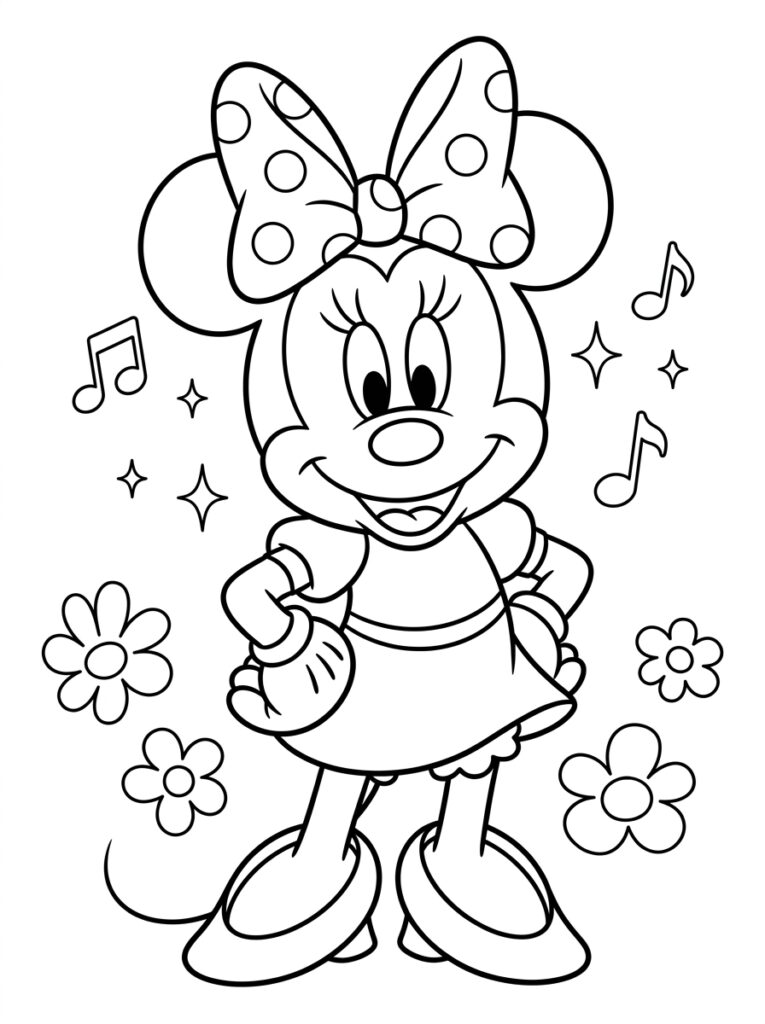 Minnie Mouse Kleurplaten (Gratis PDF Printables) 15 - gratis kleurplaat om te printen
