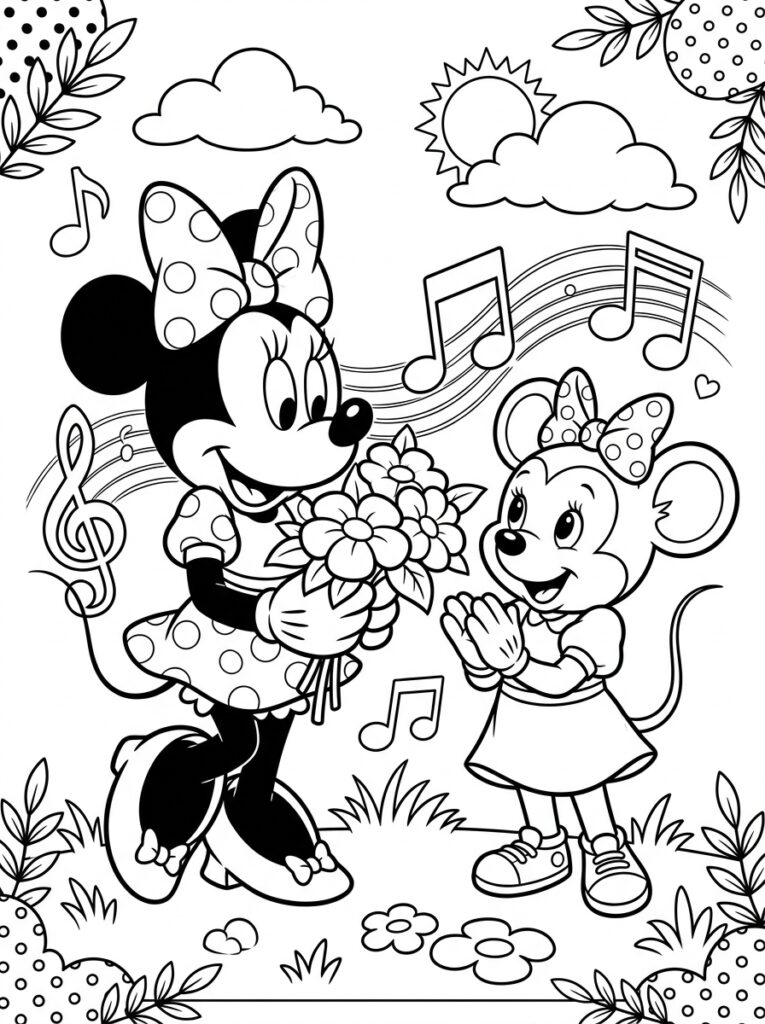 Minnie Mouse Kleurplaten (Gratis PDF Printables) 21 - gratis kleurplaat om te printen