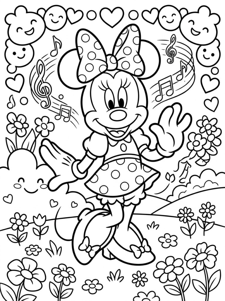 Minnie Mouse Kleurplaten (Gratis PDF Printables) 24 - gratis kleurplaat om te printen