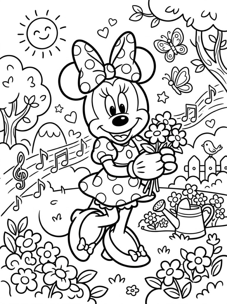 Minnie Mouse Kleurplaten (Gratis PDF Printables) 25 - gratis kleurplaat om te printen