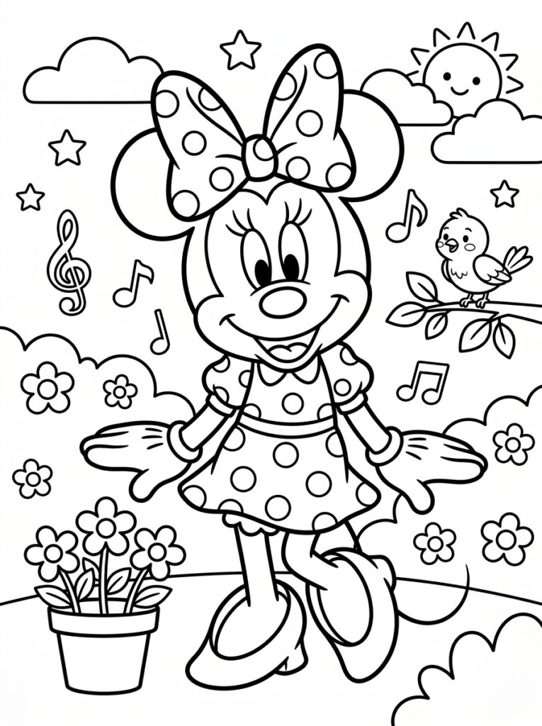 Minnie Mouse Kleurplaten (Gratis PDF Printables) 26 - gratis kleurplaat om te printen