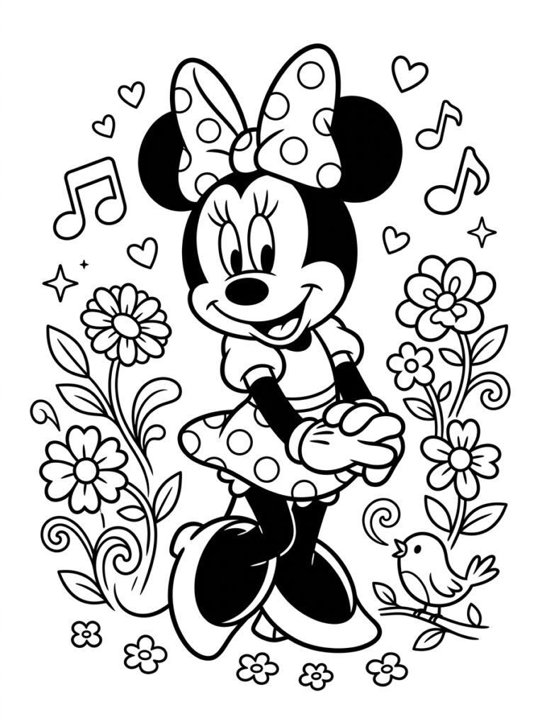 Minnie Mouse Kleurplaten (Gratis PDF Printables) 27 - gratis kleurplaat om te printen