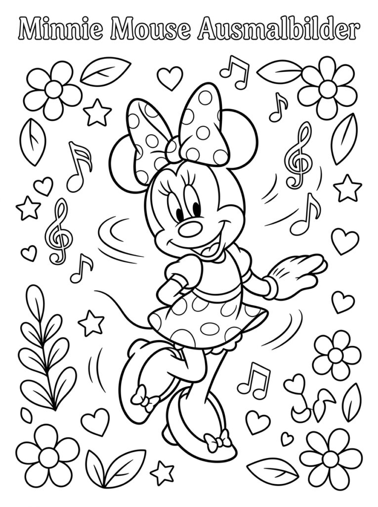 Minnie Mouse Kleurplaten (Gratis PDF Printables) 32 - gratis kleurplaat om te printen