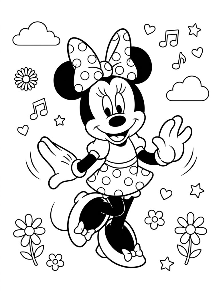 Minnie Mouse Kleurplaten (Gratis PDF Printables) 35 - gratis kleurplaat om te printen