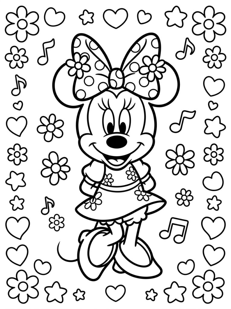 Minnie Mouse Kleurplaten (Gratis PDF Printables) 40 - gratis kleurplaat om te printen