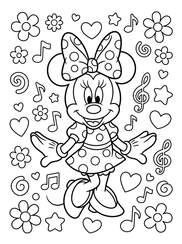 Minnie Mouse Kleurplaten (Gratis PDF Printables) 42 - gratis kleurplaat om te printen