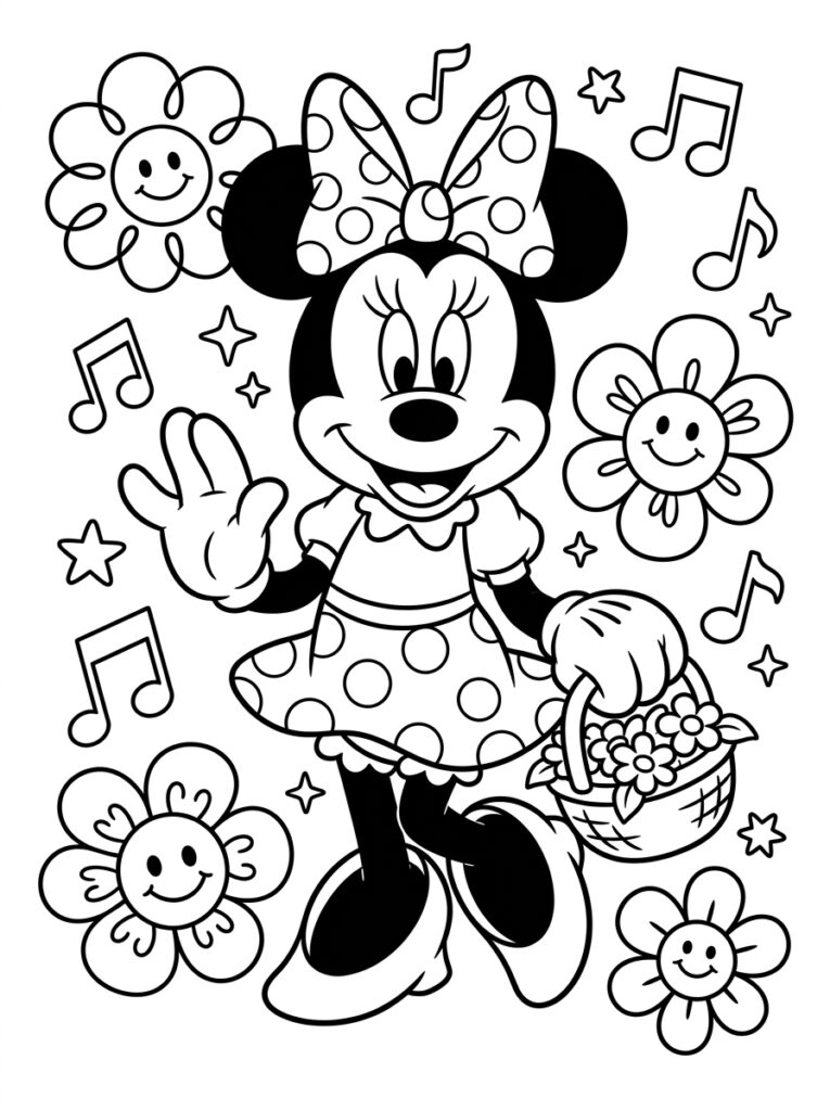 Minnie Mouse Kleurplaten (Gratis PDF Printables) 43 - gratis kleurplaat om te printen