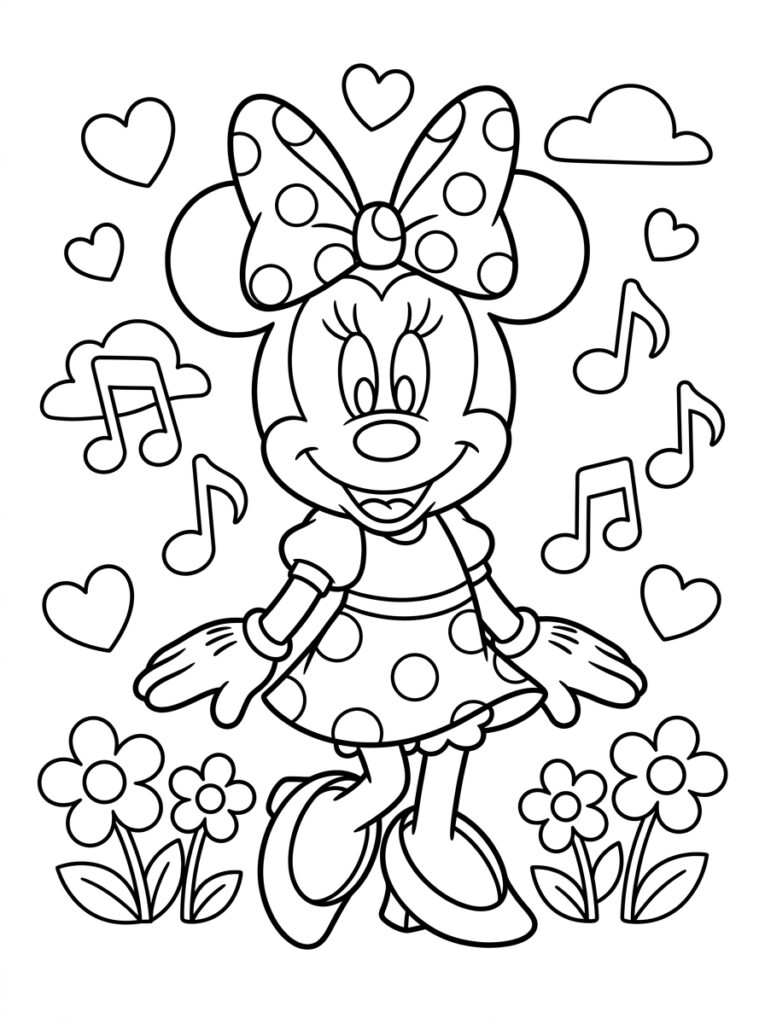 Minnie Mouse Kleurplaten (Gratis PDF Printables) 44 - gratis kleurplaat om te printen