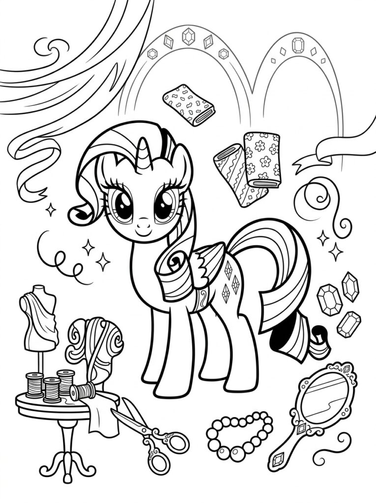My Little Pony Rarity Kleurplaten (Gratis PDF Printables) 01 - gratis kleurplaat om te printen