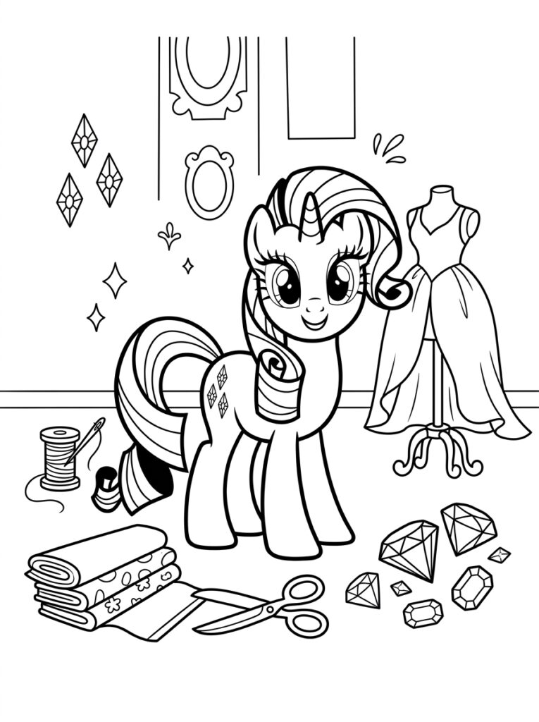 My Little Pony Rarity Kleurplaten (Gratis PDF Printables) 03 - gratis kleurplaat om te printen