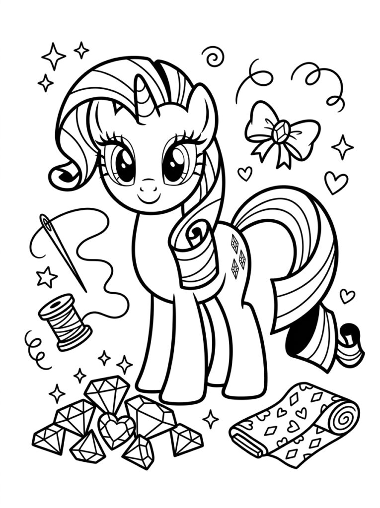 My Little Pony Rarity Kleurplaten (Gratis PDF Printables) 04 - gratis kleurplaat om te printen