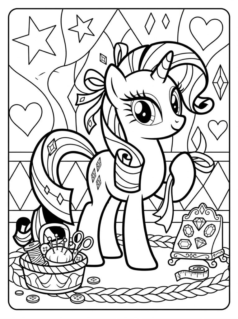 My Little Pony Rarity Kleurplaten (Gratis PDF Printables) 05 - gratis kleurplaat om te printen