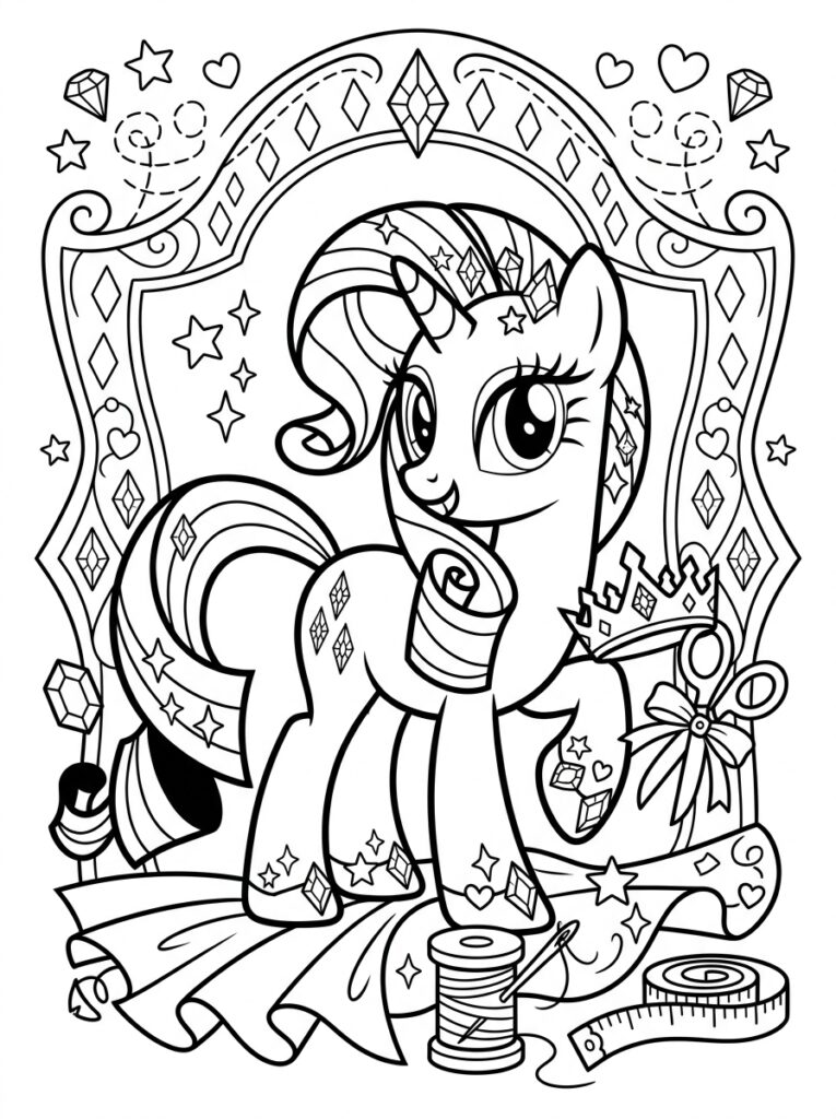 My Little Pony Rarity Kleurplaten (Gratis PDF Printables) 06 - gratis kleurplaat om te printen