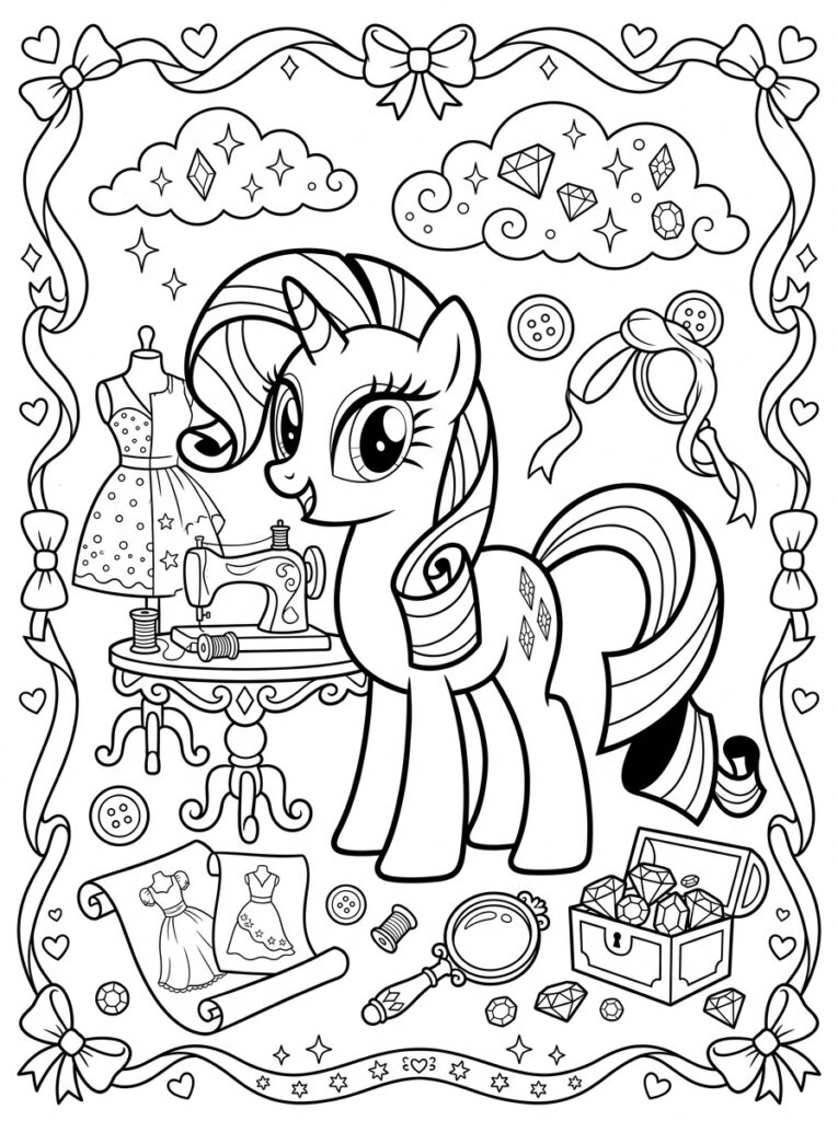 My Little Pony Rarity Kleurplaten (Gratis PDF Printables) 07 - gratis kleurplaat om te printen
