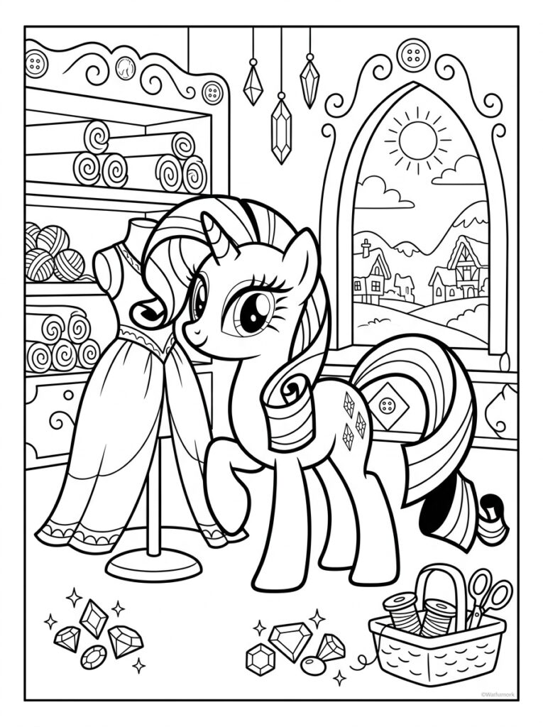 My Little Pony Rarity Kleurplaten (Gratis PDF Printables) 09 - gratis kleurplaat om te printen