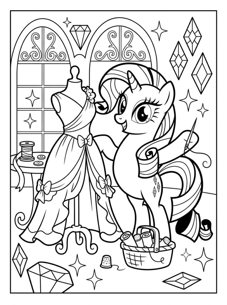 My Little Pony Rarity Kleurplaten (Gratis PDF Printables) 10 - gratis kleurplaat om te printen