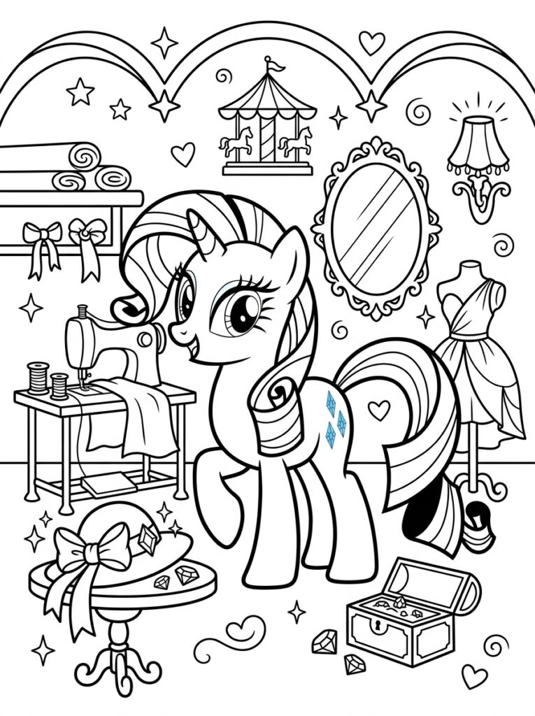 My Little Pony Rarity Kleurplaten (Gratis PDF Printables) 11 - gratis kleurplaat om te printen