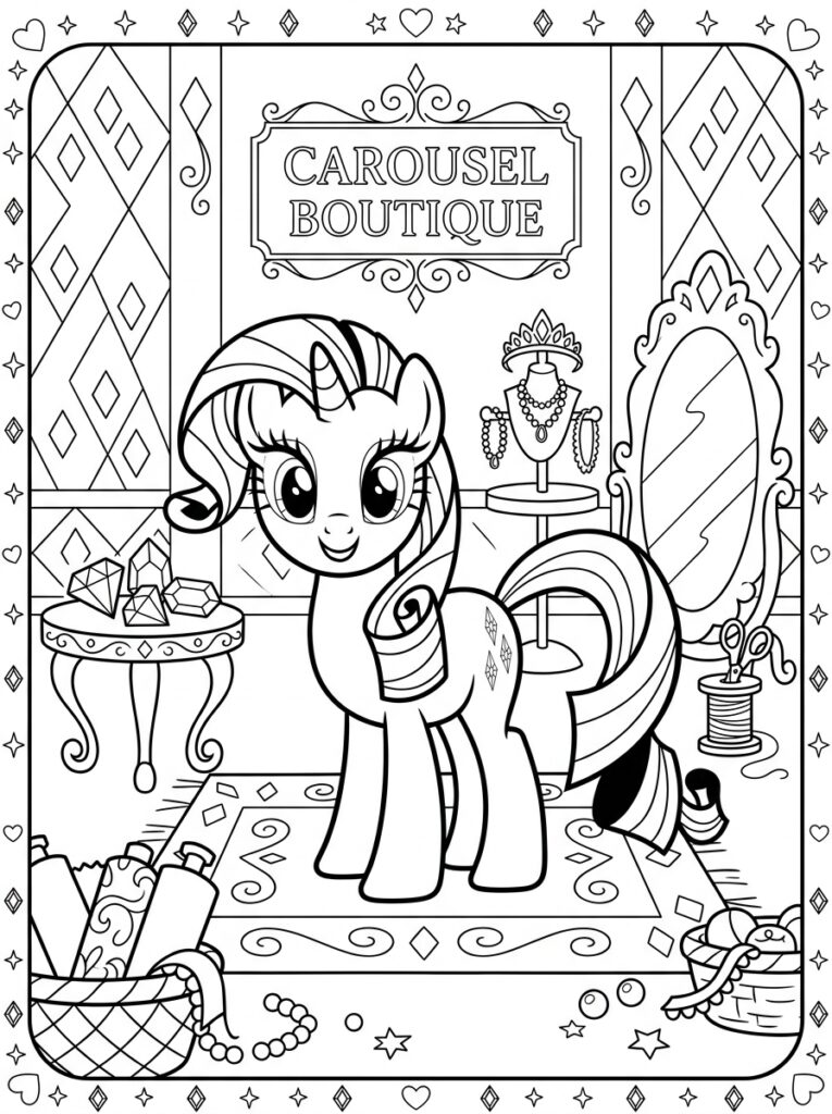 My Little Pony Rarity Kleurplaten (Gratis PDF Printables) 13 - gratis kleurplaat om te printen