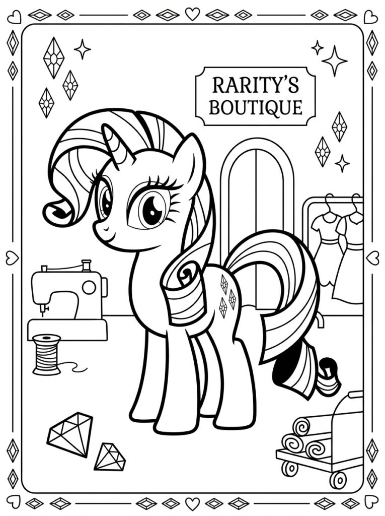My Little Pony Rarity Kleurplaten (Gratis PDF Printables) 14 - gratis kleurplaat om te printen
