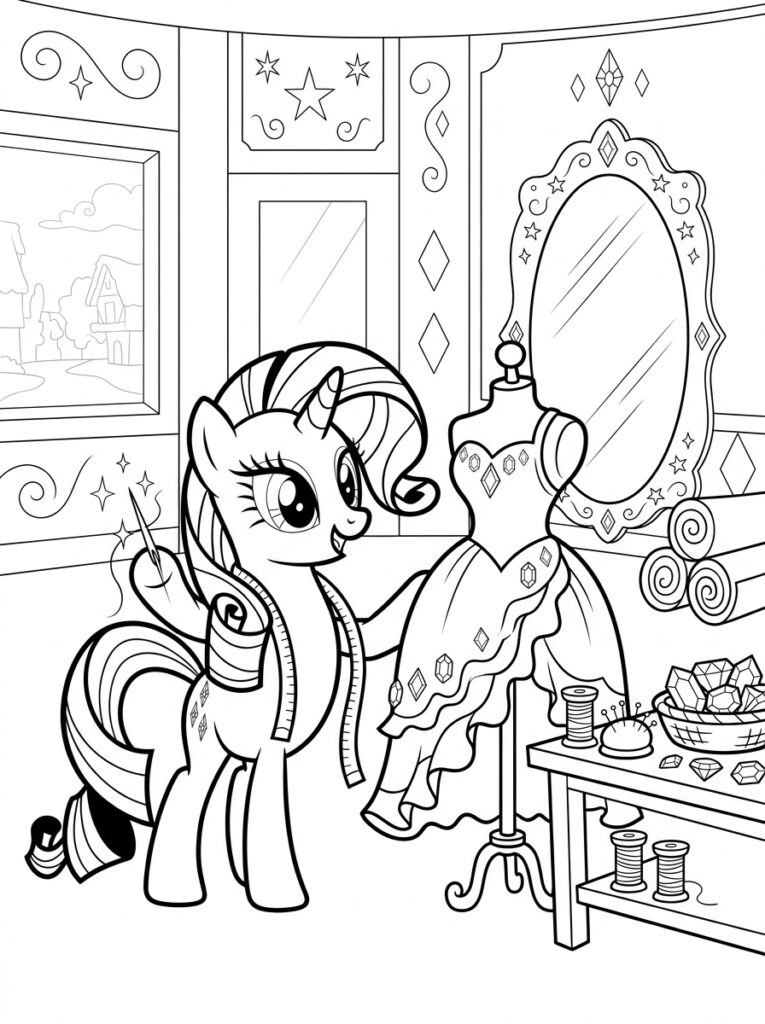 My Little Pony Rarity Kleurplaten (Gratis PDF Printables) 20 - gratis kleurplaat om te printen