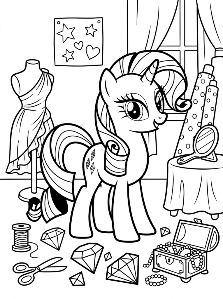 My Little Pony Rarity Kleurplaten (Gratis PDF Printables) 21 - gratis kleurplaat om te printen
