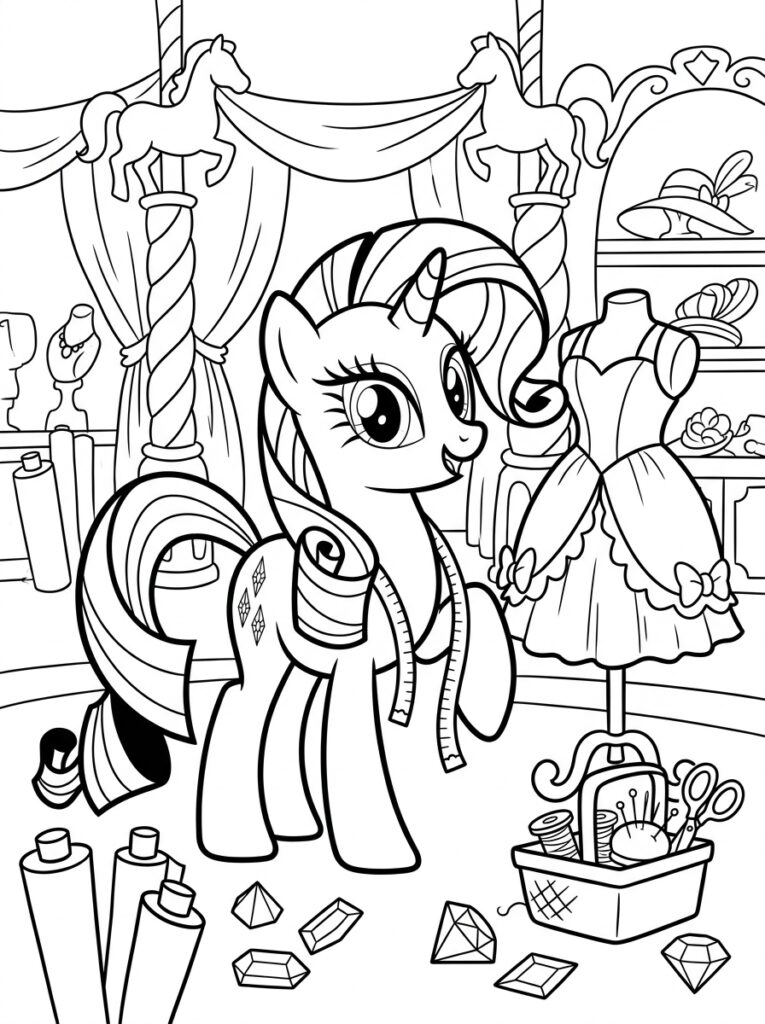 My Little Pony Rarity Kleurplaten (Gratis PDF Printables) 23 - gratis kleurplaat om te printen