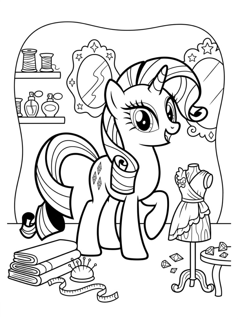 My Little Pony Rarity Kleurplaten (Gratis PDF Printables) 24 - gratis kleurplaat om te printen