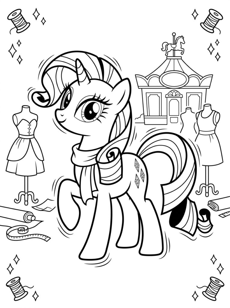 My Little Pony Rarity Kleurplaten (Gratis PDF Printables) 25 - gratis kleurplaat om te printen