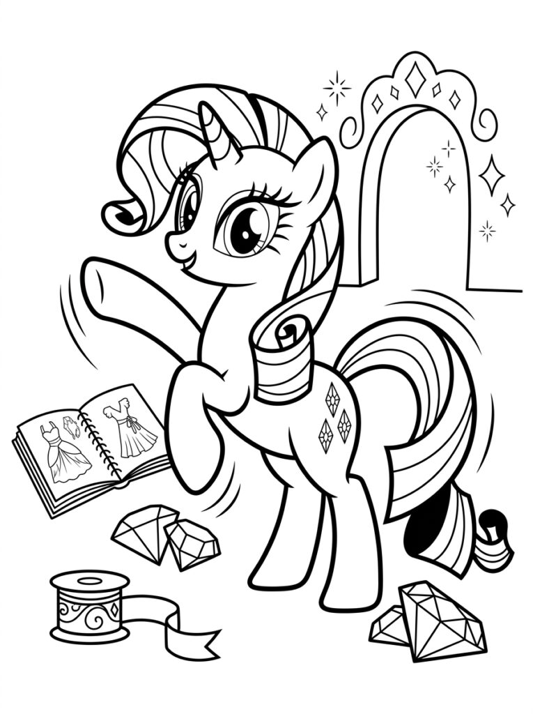 My Little Pony Rarity Kleurplaten (Gratis PDF Printables) 27 - gratis kleurplaat om te printen