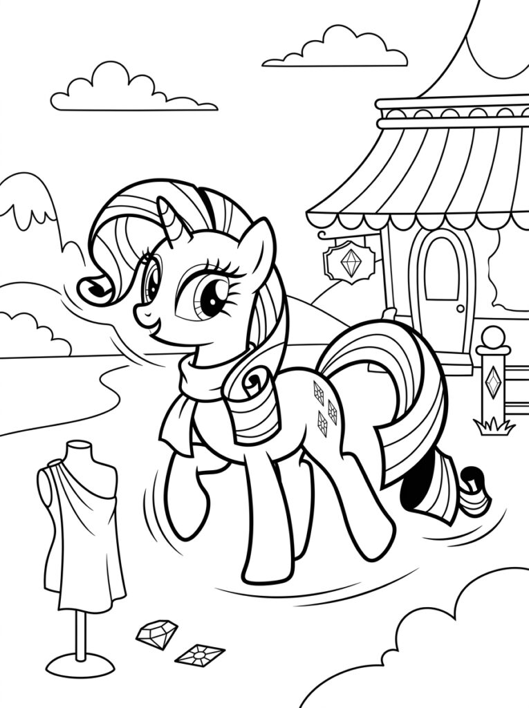 My Little Pony Rarity Kleurplaten (Gratis PDF Printables) 28 - gratis kleurplaat om te printen