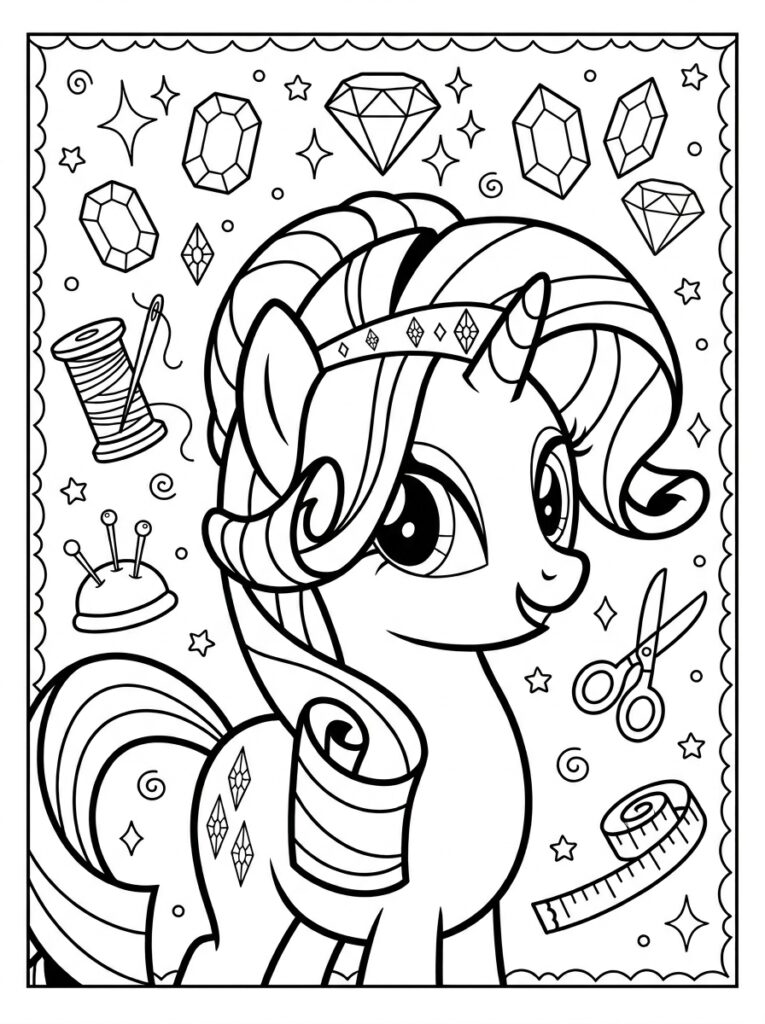 My Little Pony Rarity Kleurplaten (Gratis PDF Printables) 29 - gratis kleurplaat om te printen