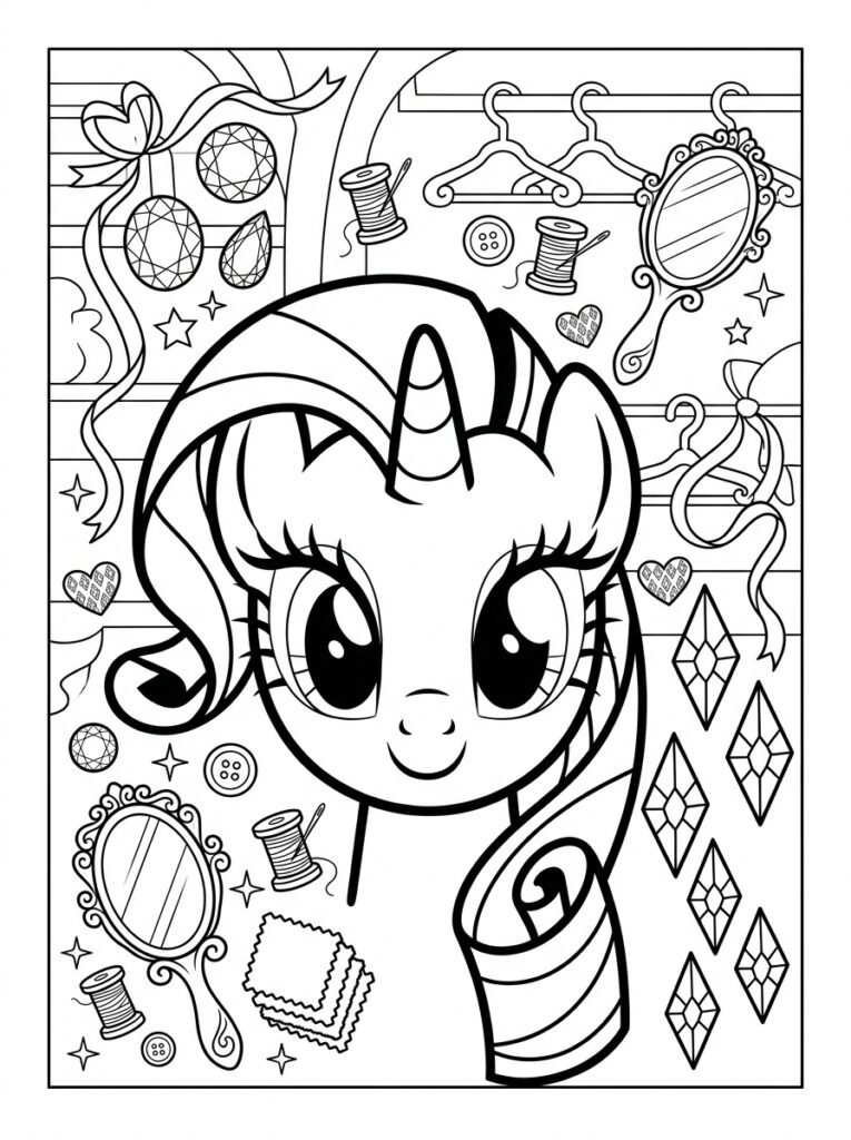 My Little Pony Rarity Kleurplaten (Gratis PDF Printables) 30 - gratis kleurplaat om te printen