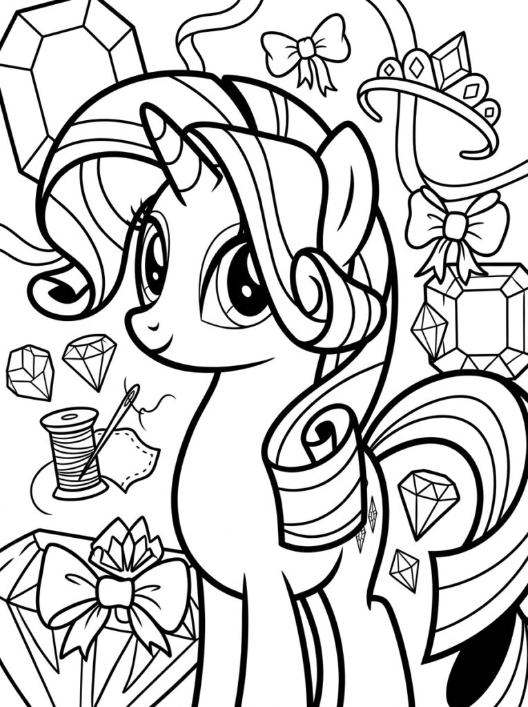 My Little Pony Rarity Kleurplaten (Gratis PDF Printables) 31 - gratis kleurplaat om te printen