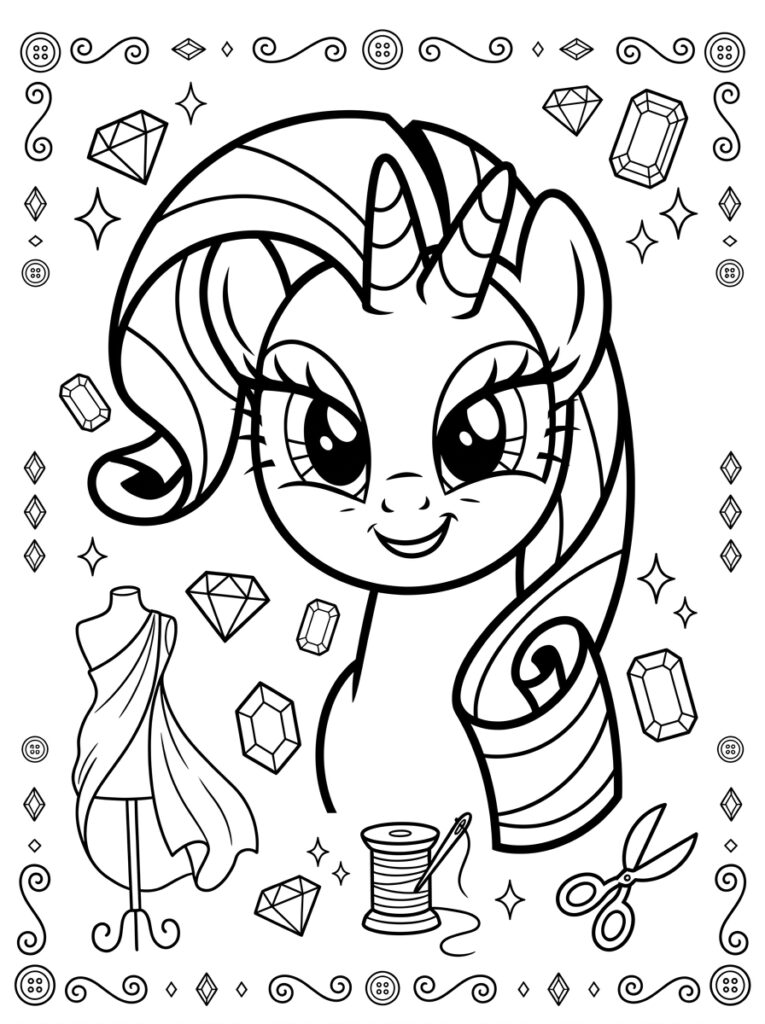 My Little Pony Rarity Kleurplaten (Gratis PDF Printables) 32 - gratis kleurplaat om te printen