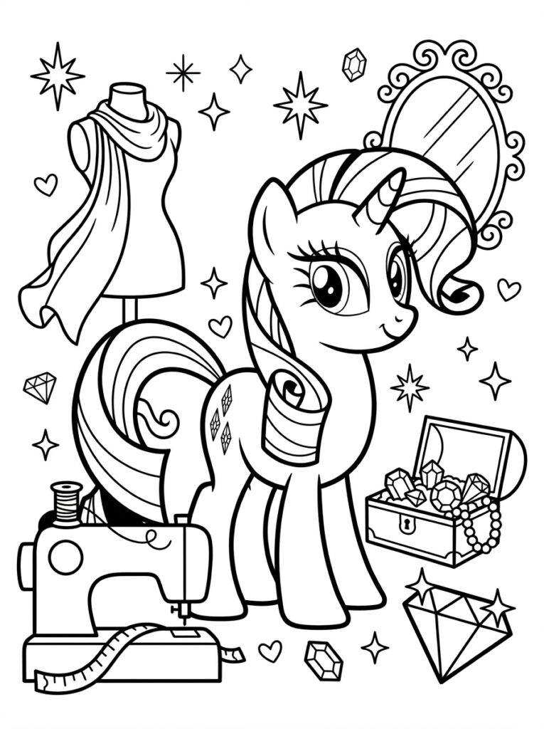 My Little Pony Rarity Kleurplaten (Gratis PDF Printables) 33 - gratis kleurplaat om te printen